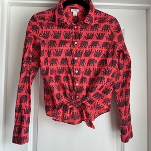 J. Crew Elephant Bottom-Tied Button Up